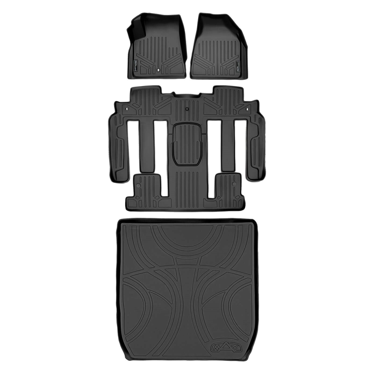 SA0043-B0044-P-D0043-N1 4 Rows Custom Fit Floor Liners for 2011-2017 Chevrolet Traverse 7 Passenger