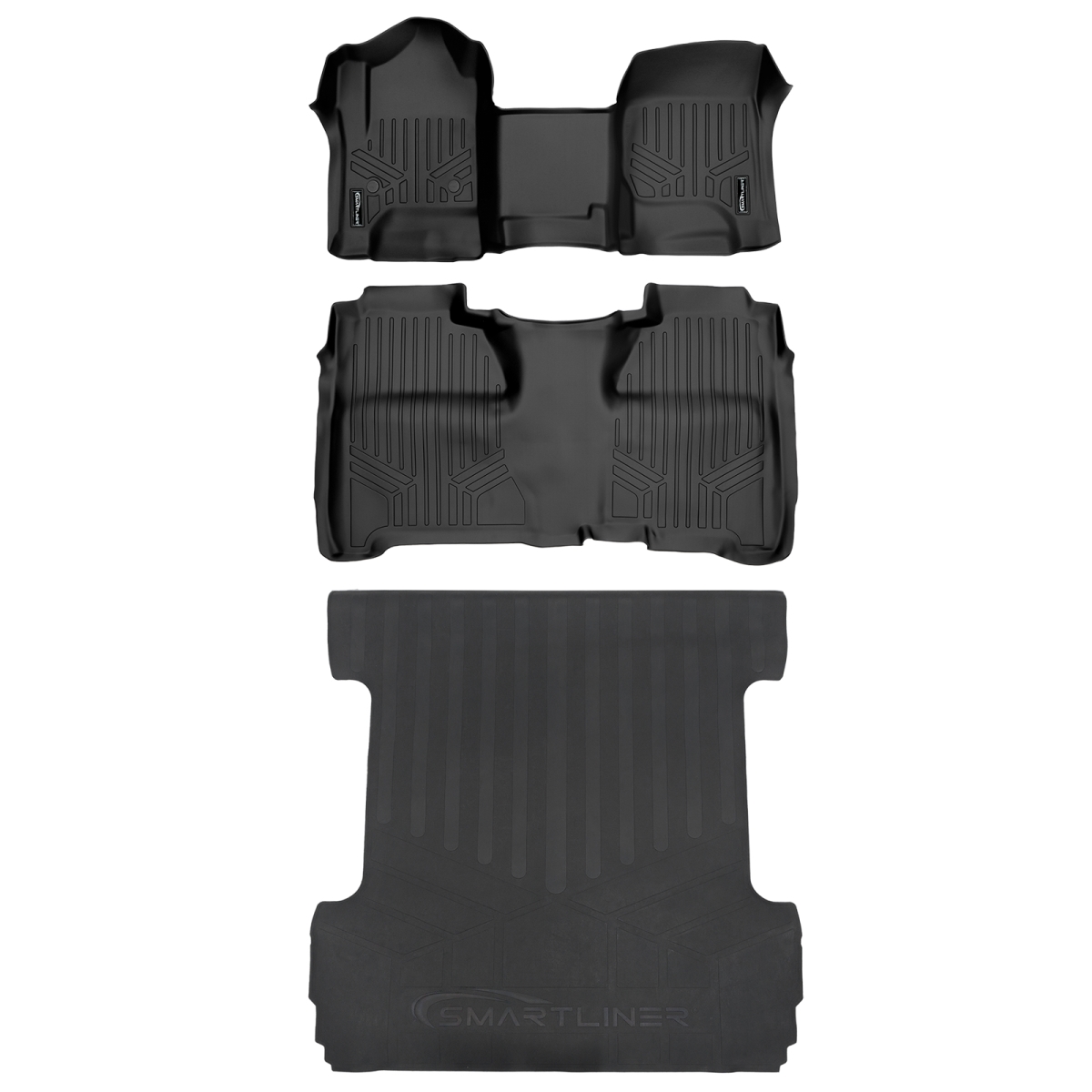 SA0226-B0136-J0136-N1 3 Rows Custom Fit Floor Liners for 2014-2018 GMC Sierra 1500 Crew Cab