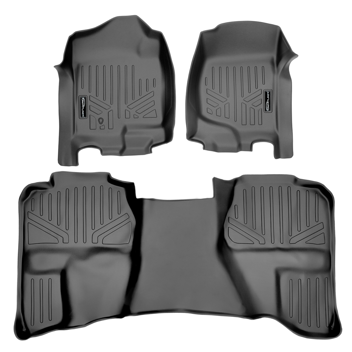 SA2015-B2097-N1 2 Rows Custom Fit Floor Liners for 2007-2013 Chevrolet Silverado 2500 HD Double Cab
