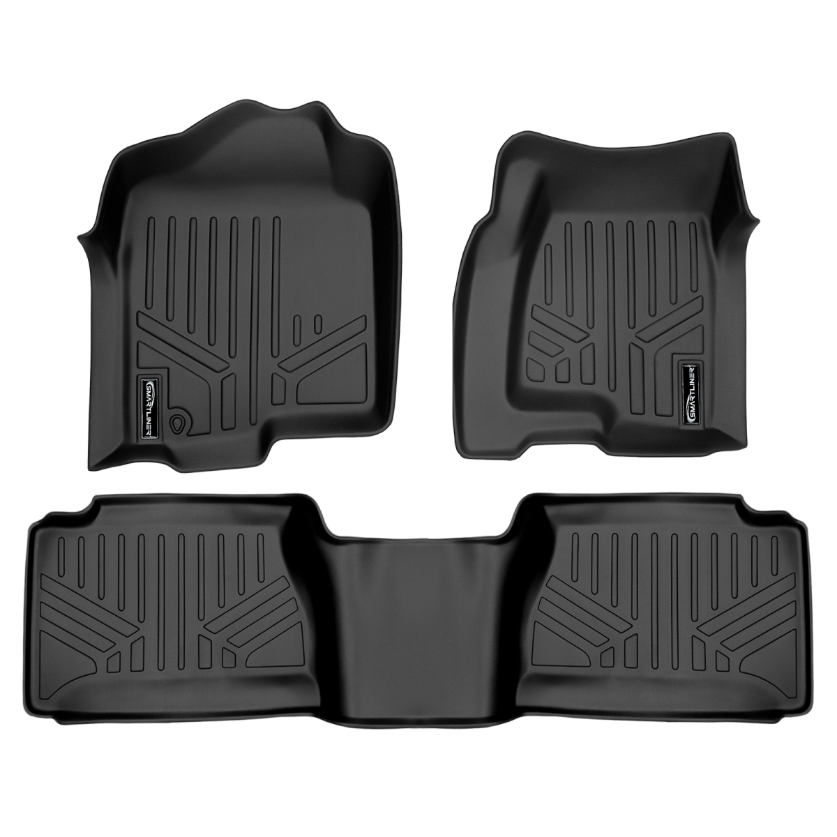 SA0178-B0179-N1 2 Rows Custom Fit Floor Liners for 1999-2007 GMC Sierra Double Cab