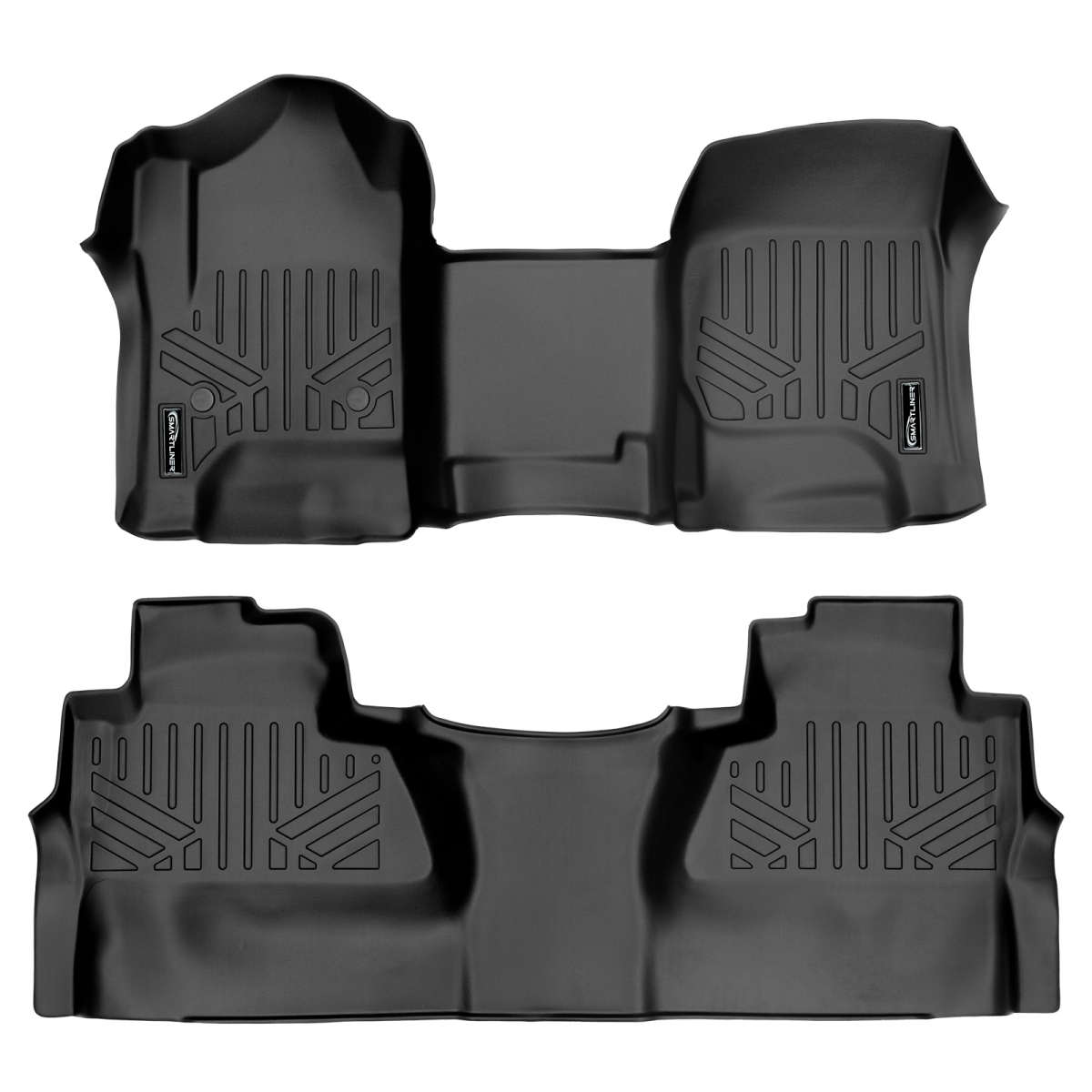SA0226-B0382-N2 2 Rows Custom Fit Floor Liners for 2015-2019 Chevrolet Silverado 3500 HD Crew Cab