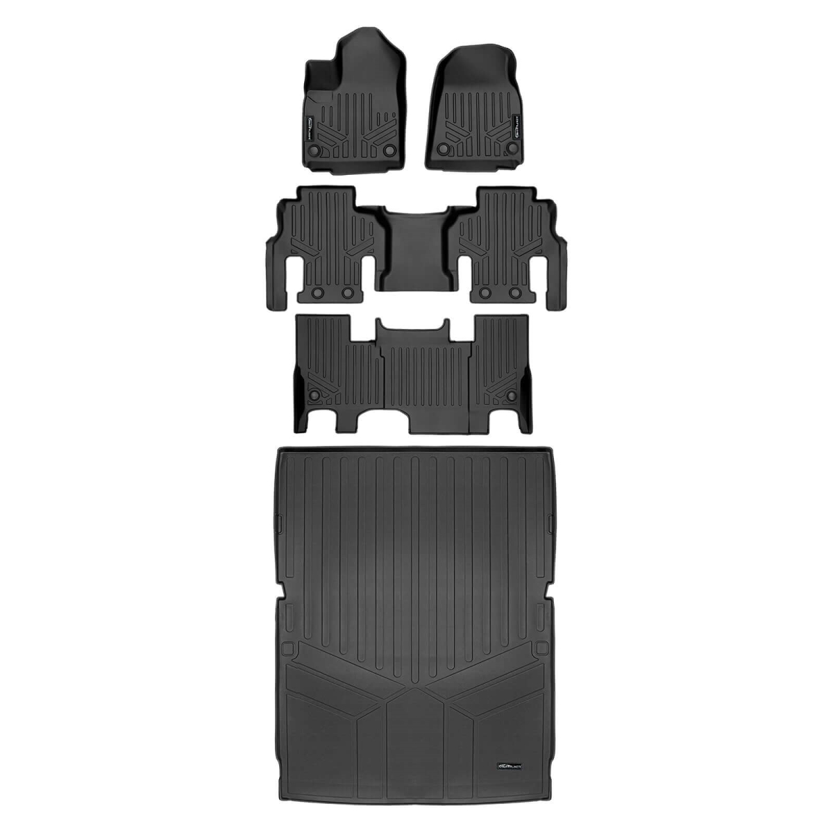 SA0573-B0573-C0573-D0708 4 Rows Custom Fit Floor Liners for 2023-2025 Jeep Wagoneer L 7 Passenger