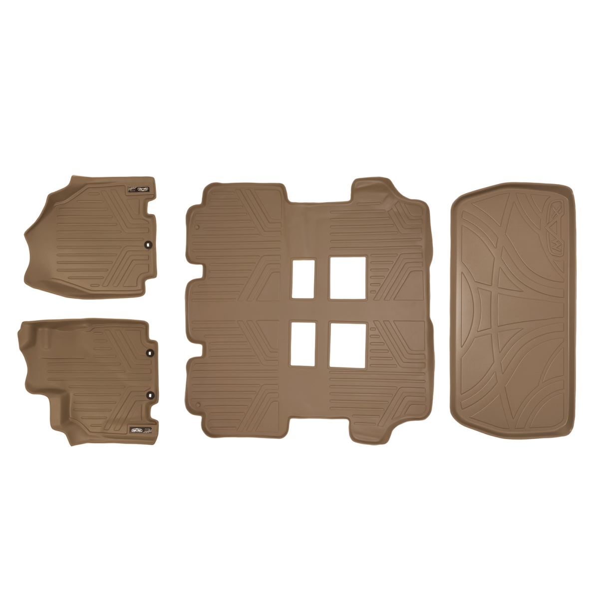SA1103-B1103-D1103 Custom Fit Floor Mats 3 Rows & Cargo Liner Set, Tan