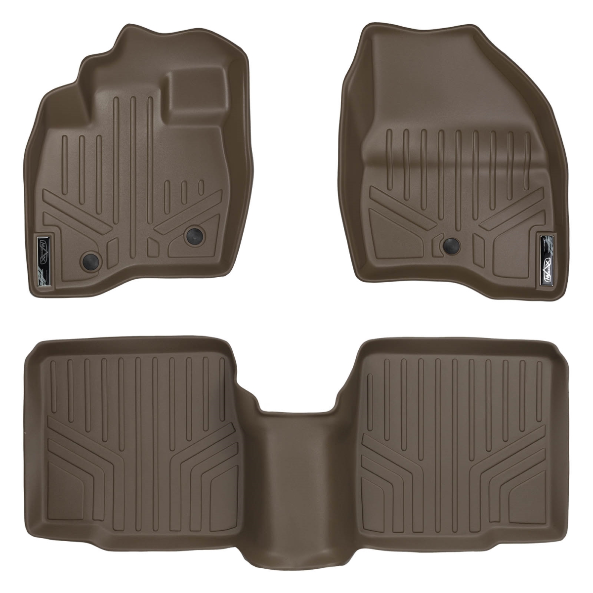 SA1245-B1082 36 in. Floor Mats 2 Row Liner Set for 2017-2019 Ford Explorer, Tan