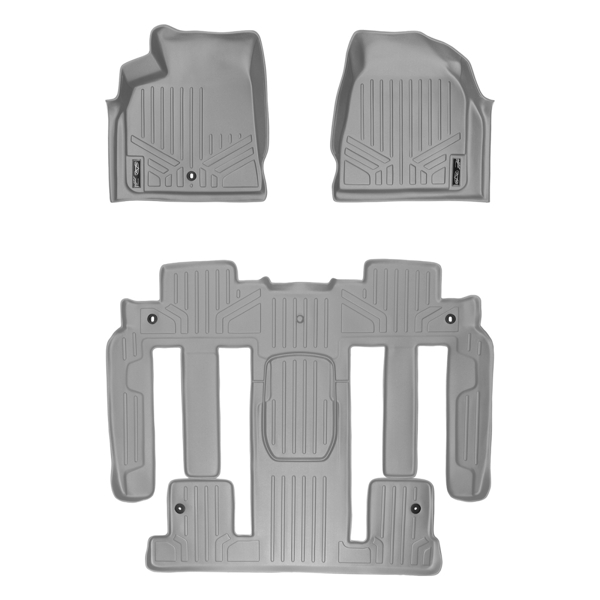 SA2043-B2044-P Custom Fit Floor Mats Set - Gray - 3 Pieces - All-Weather Protection