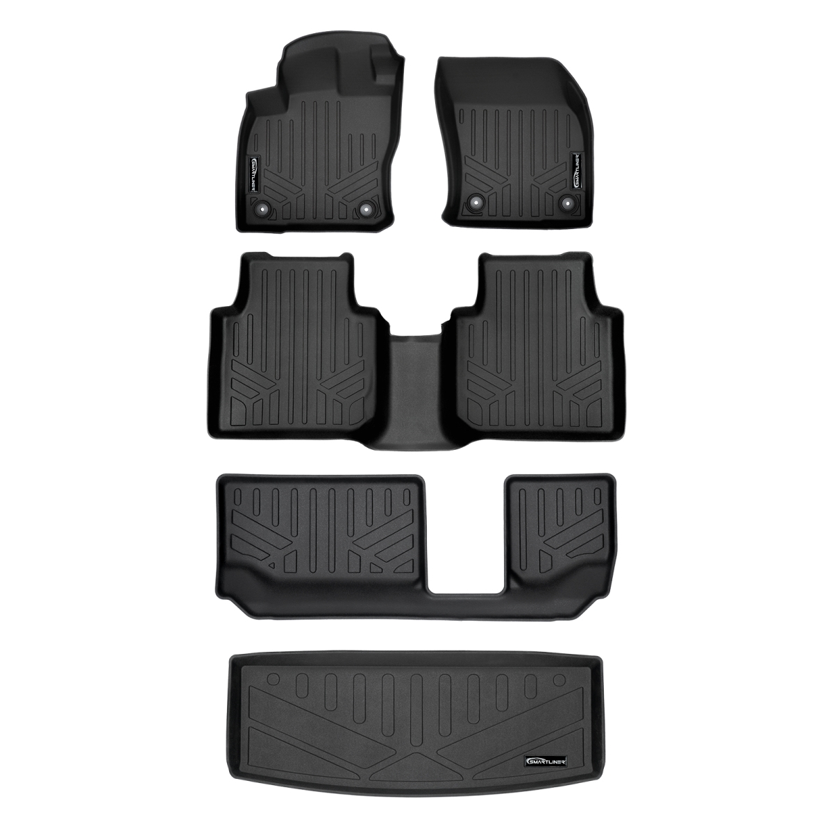 SA0270-B0270-C0431-E0431 Custom Fit 3 Rows Behind 3rd Row Floor Mats & Cargo Liner - 7 Passenger for 2018-2021 Volkswagen Tiguan, Black