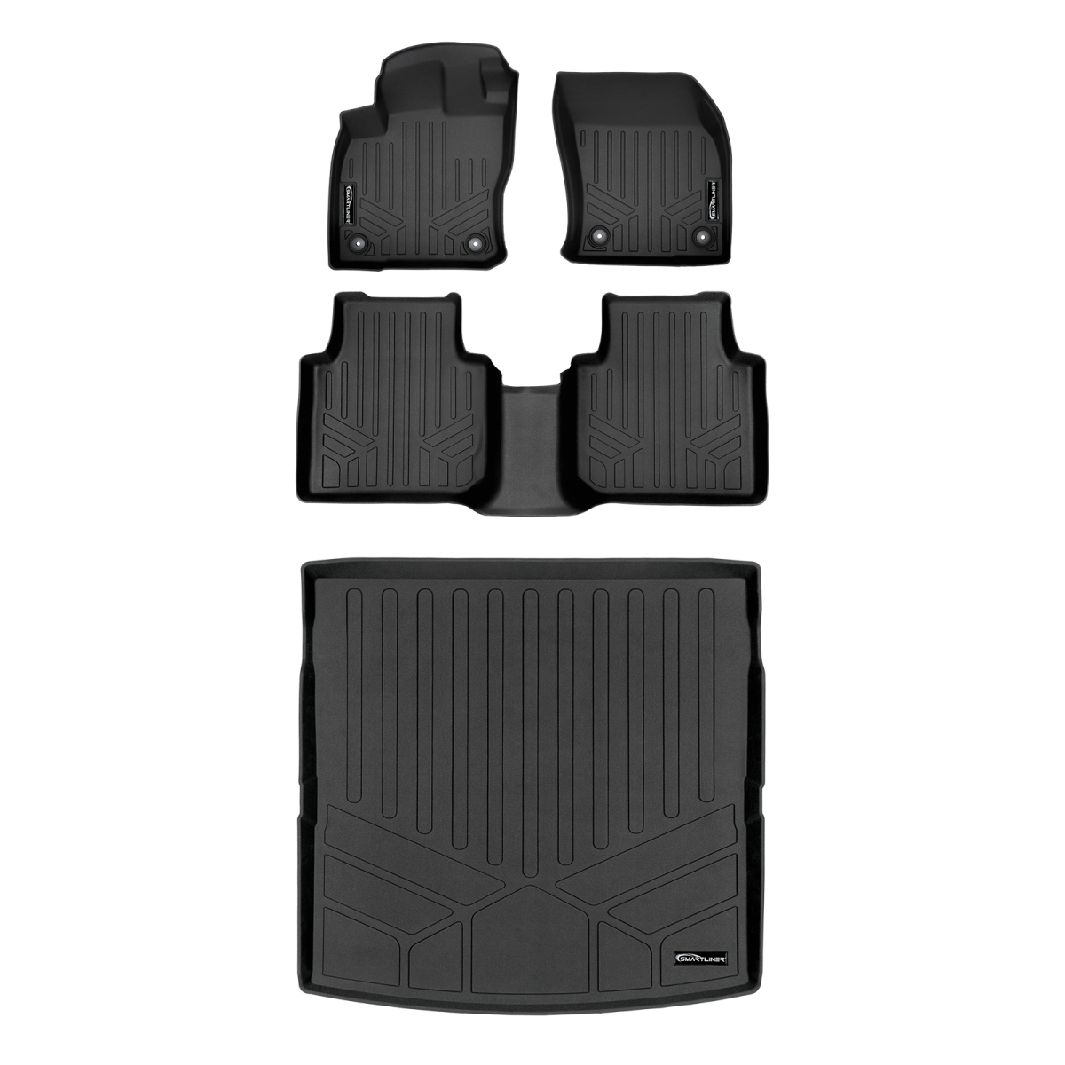 SA0270-B0270-D0431 Custom Fit 2 Rows Behind Floor Mats & Cargo Liner Set - 7 Passenger for 2018-2021 Volkswagen Tiguan, Black