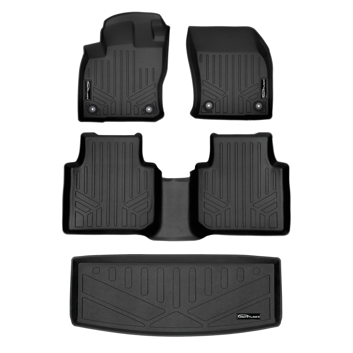 SA0270-B0270-E0431 Custom Fit 2 Rows Behind 3rd Row Floor Mats & Cargo Liner - 7 Passenger for 2018-2021 Volkswagen Tiguan, Black