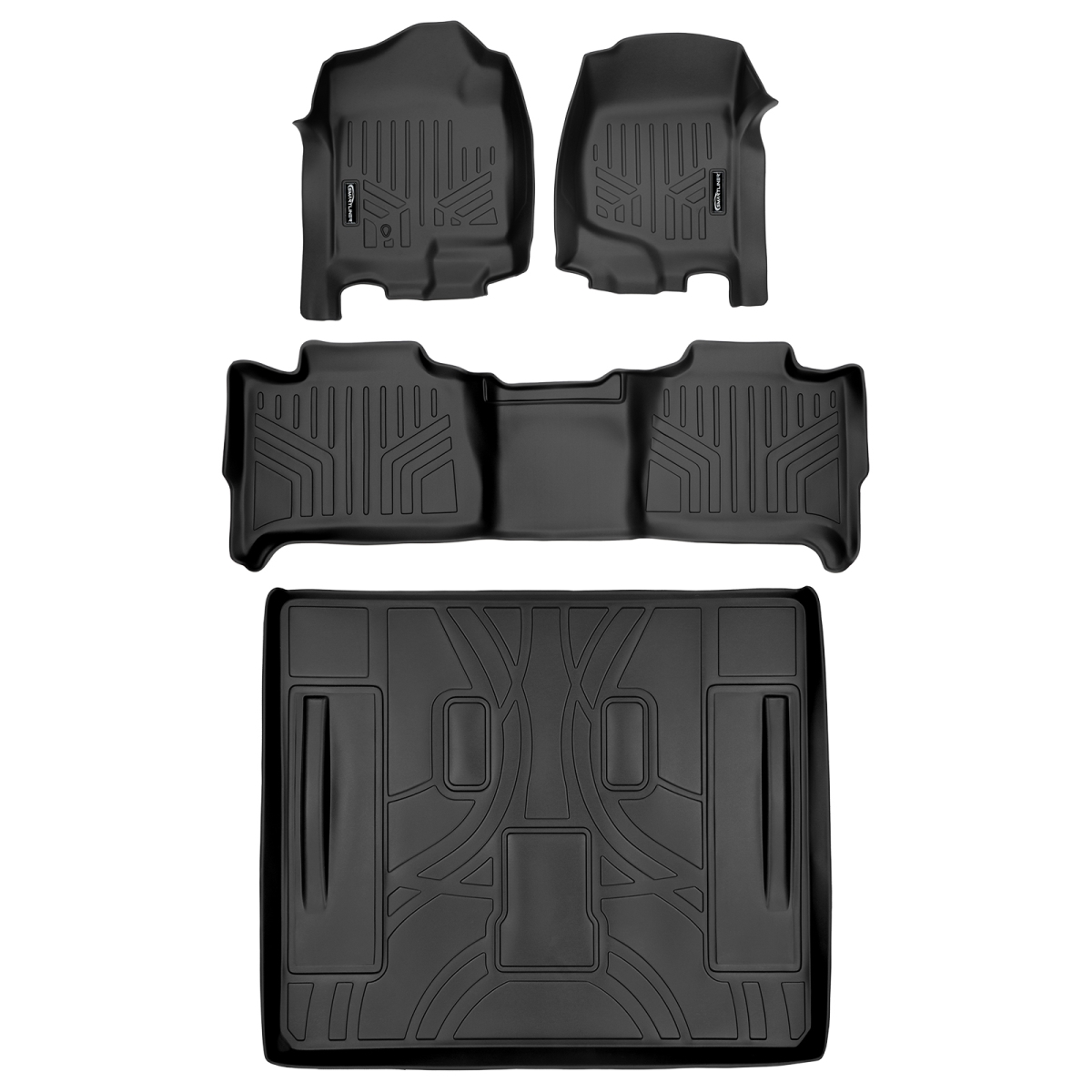 SA0015-B0015-D0045 Custom Fit 2 Rows Behind Floor Mats & Cargo Liner Set for 2007-2014 Chevy Tahoe, Black