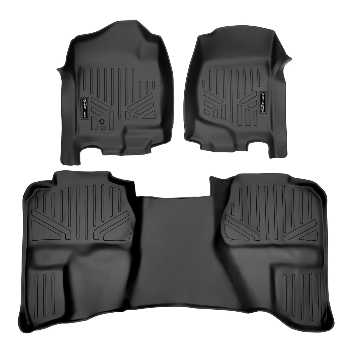SA0015-B0097 Custom Fit 2 Row Floor Mats Liner Set for 2007-2013 Chevy Silverado 1500, Black
