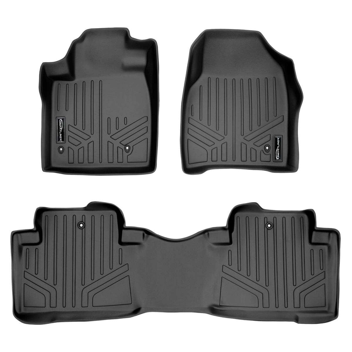 SA0036-B0036 Custom Fit 2 Row Floor Mats Liner Set for 2009-2015 Honda Pilot, Black