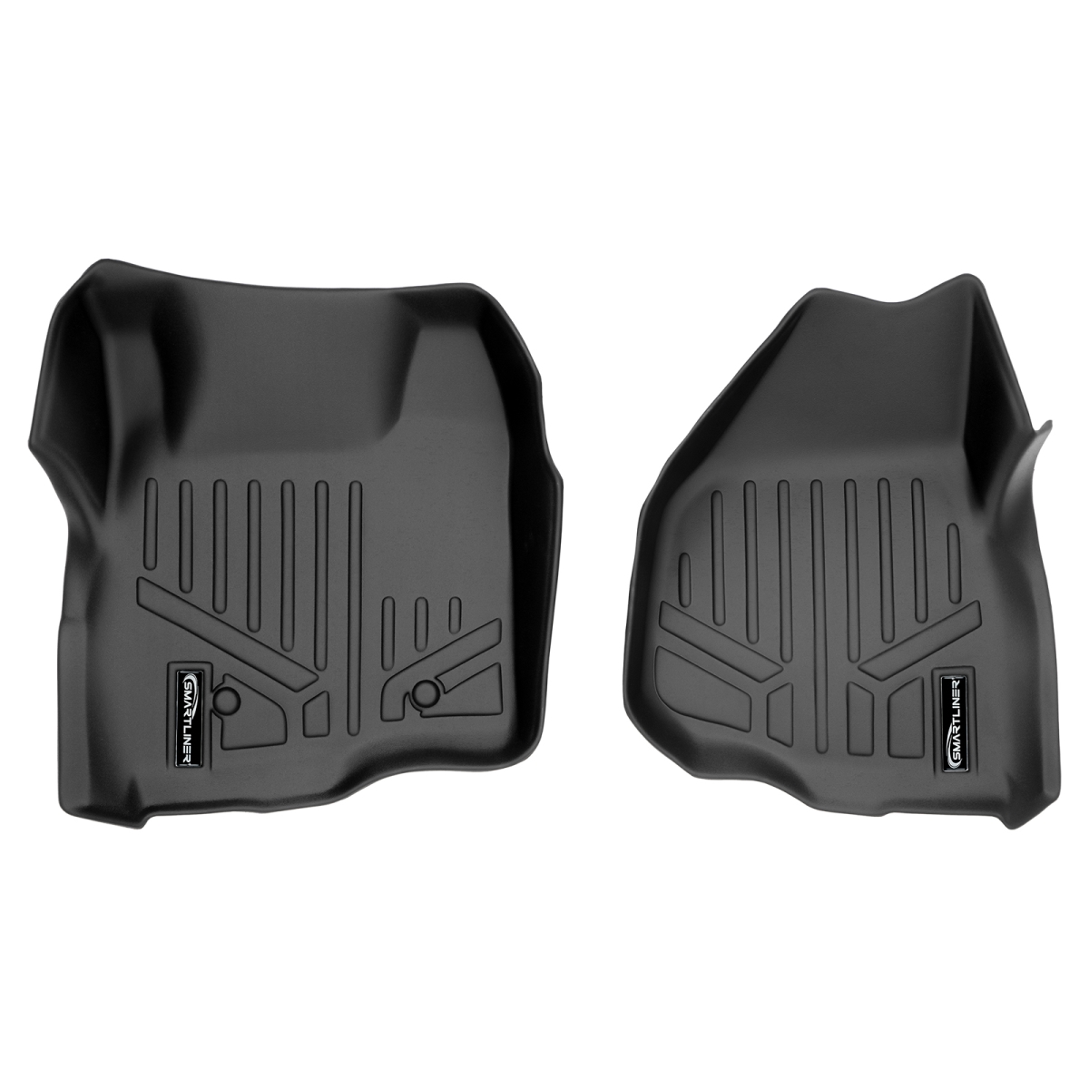 SA0042 1st Row Floor Mats Liner Set - Super Duty with Depressed Drivers Side Pedal for 2011-2012 Ford F-250, Black