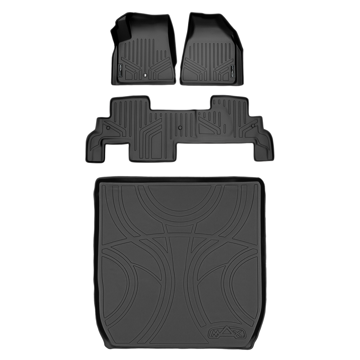 SA0043-B0043-D0043 Custom 2 Rows Behind Floor Mats & Cargo Liner Set with Bench Seat for 2008-2017 Buick Enclave, Black