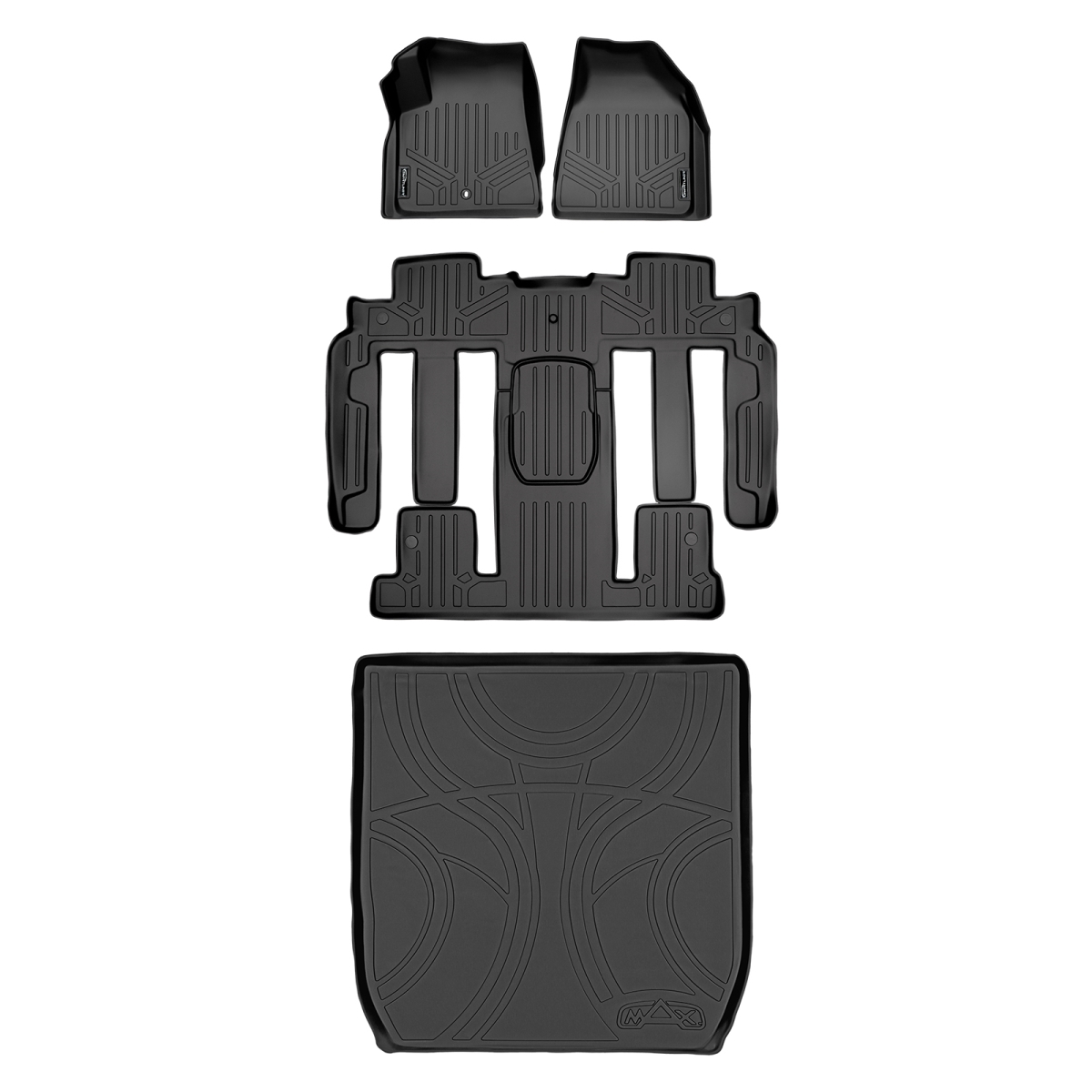 SA0043-B0326-D0043 Custom Fit 3 Rows Behind 2nd Row Floor Mats & Cargo Liner Set with Bucket Seats for 2008 Buick Enclave, Black