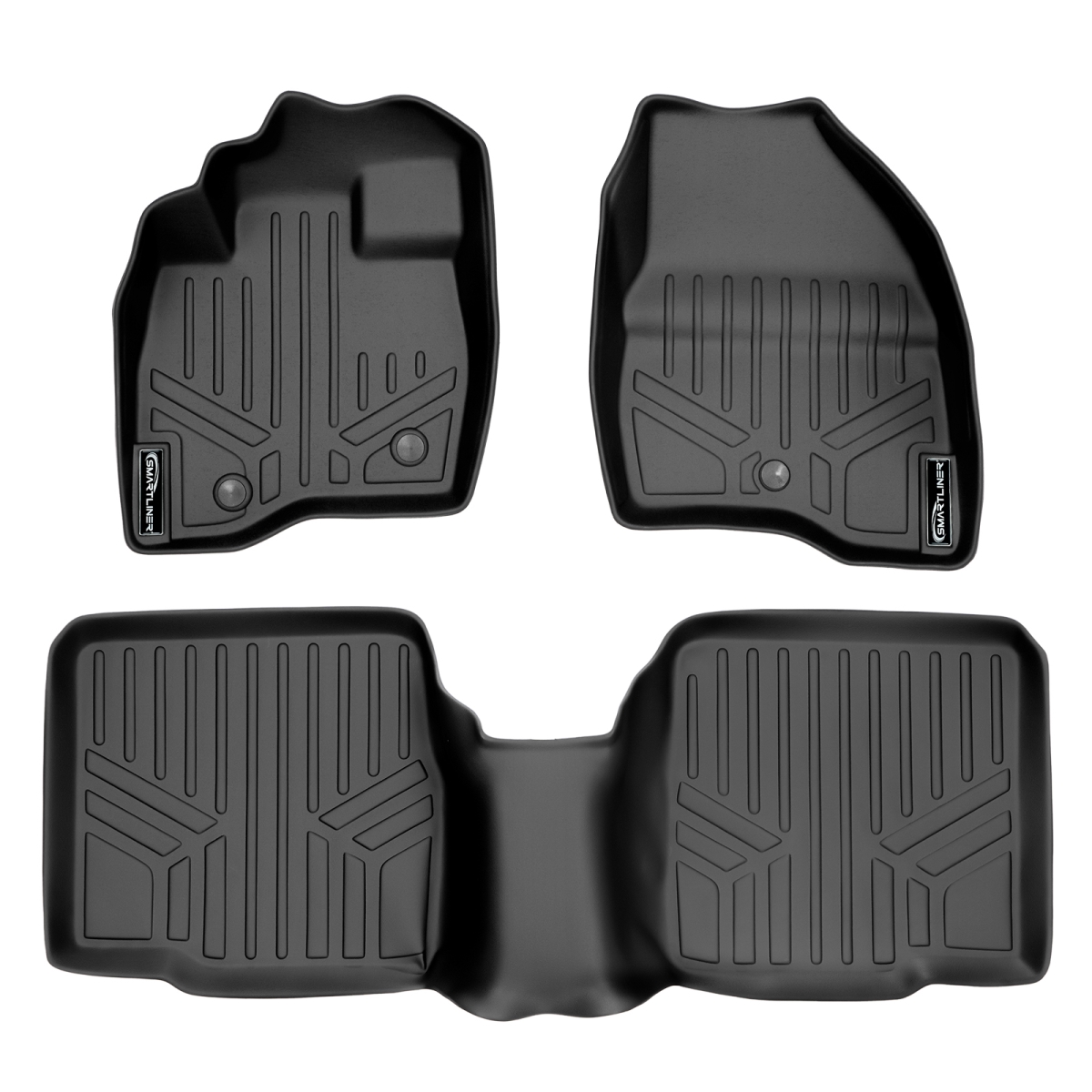 SA0082-B0082 Custom Fit 2 Row Floor Mats Liner Set without Center Console for 2011-2014 Ford Explorer, Black