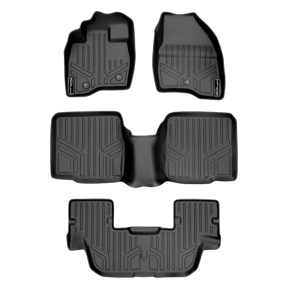 SA0082-B0082-C0082 Custom Fit 3 Row Floor Mats Liner Set without 2nd Row Center Console for 2011-2014 Ford Explorer, Black