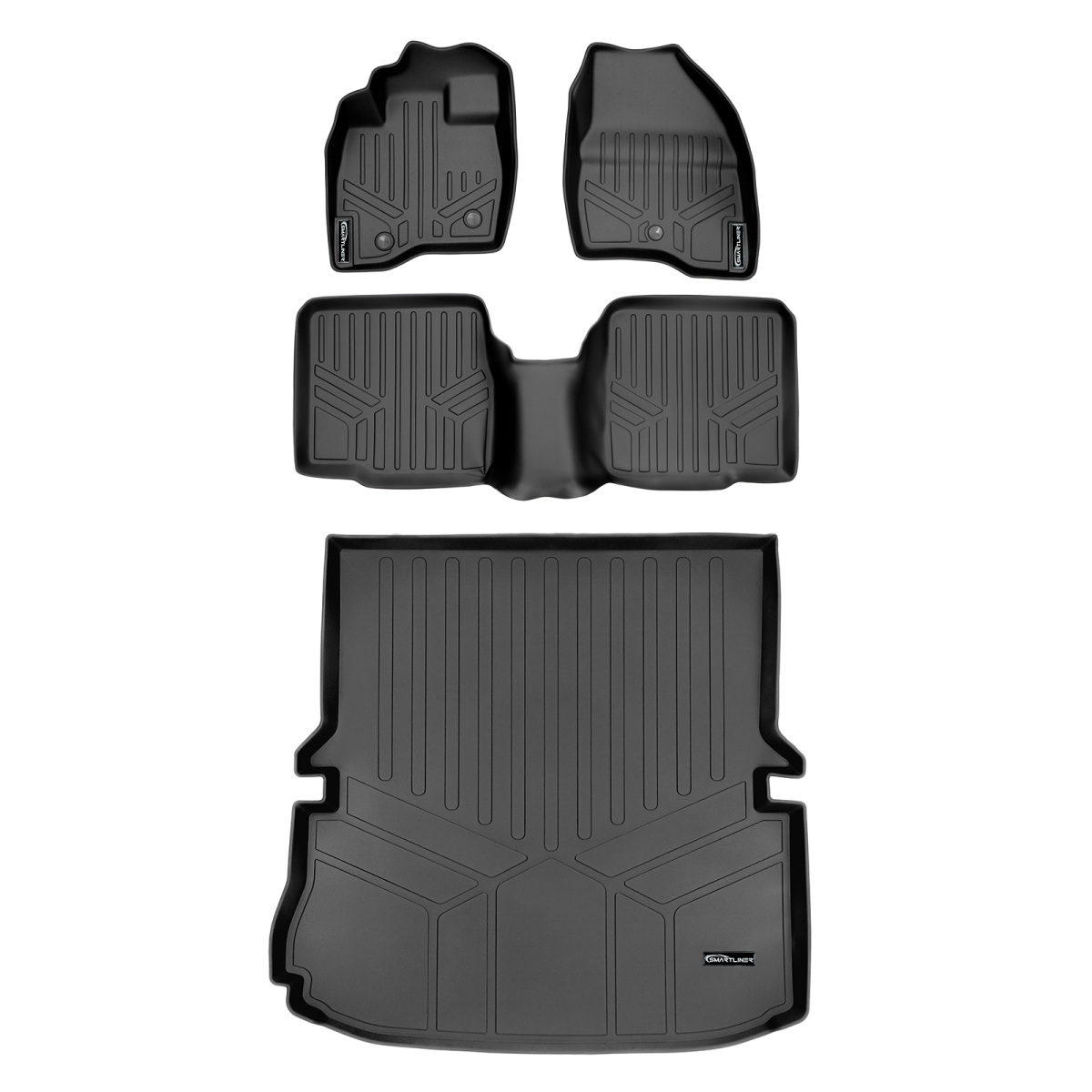 SA0082-B0082-D0082 2 Rows Behind Floor Mats & Cargo Liner without 2nd Row Center Console for 2011-2014 Ford Explorer, Black