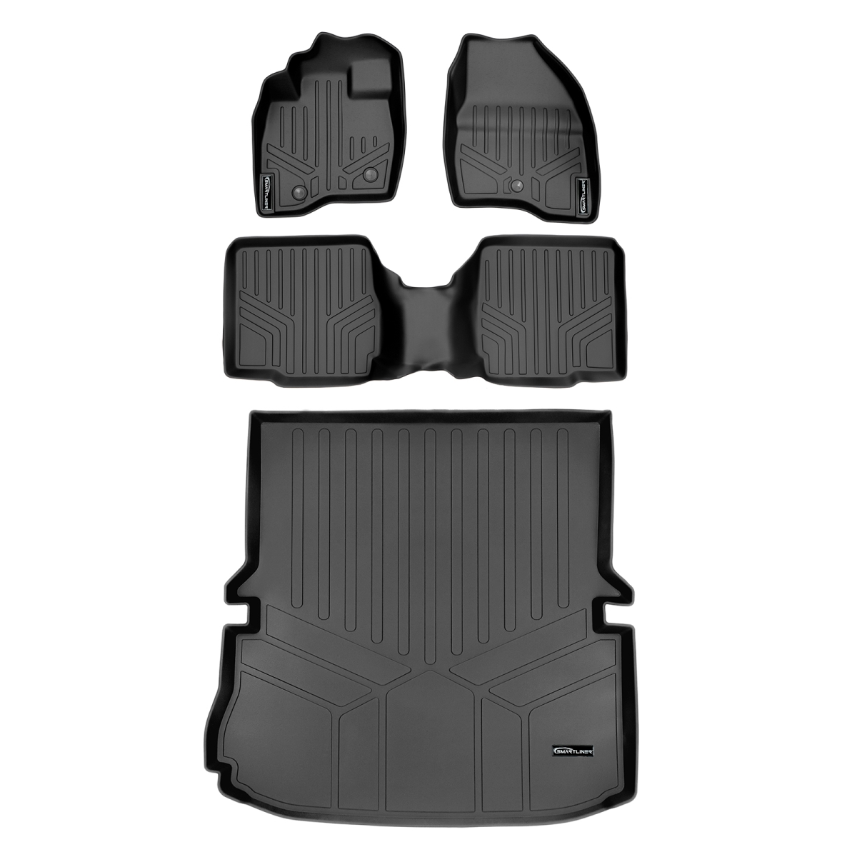 SA0082-B0109-D0082 2 Rows Behind Floor Mats & Cargo Liner Set with 2nd Row Center Console for 2011-2014 Ford Explorer, Black