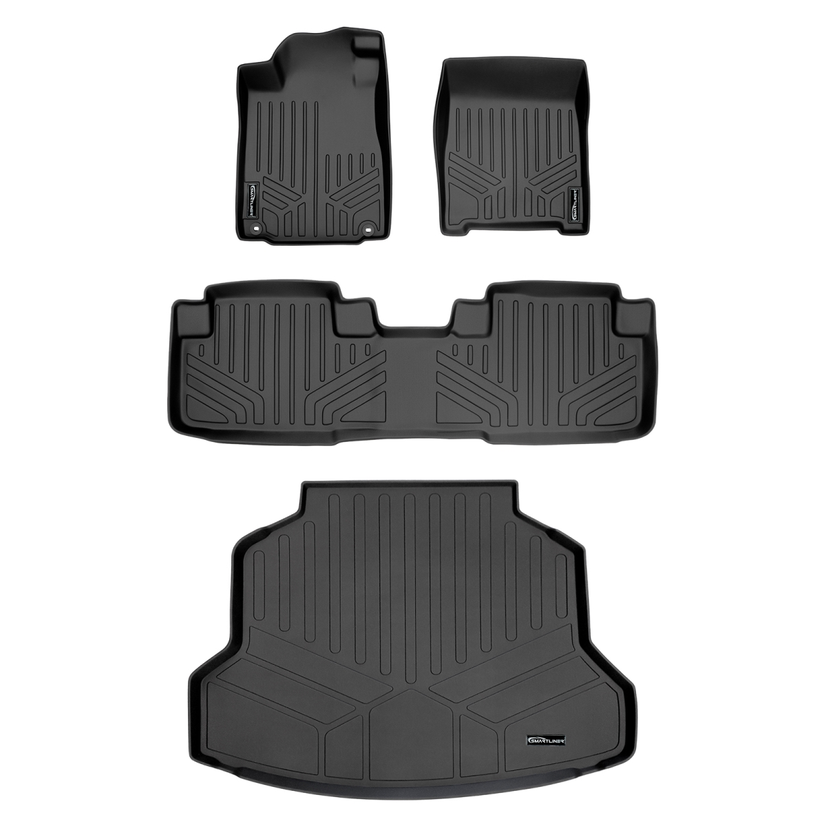 SA0106-B0106-D0106 Custom Fit 2 Rows Floor Mats & Cargo Liner Set for 2012-2016 Honda CR-V - All Models, Black