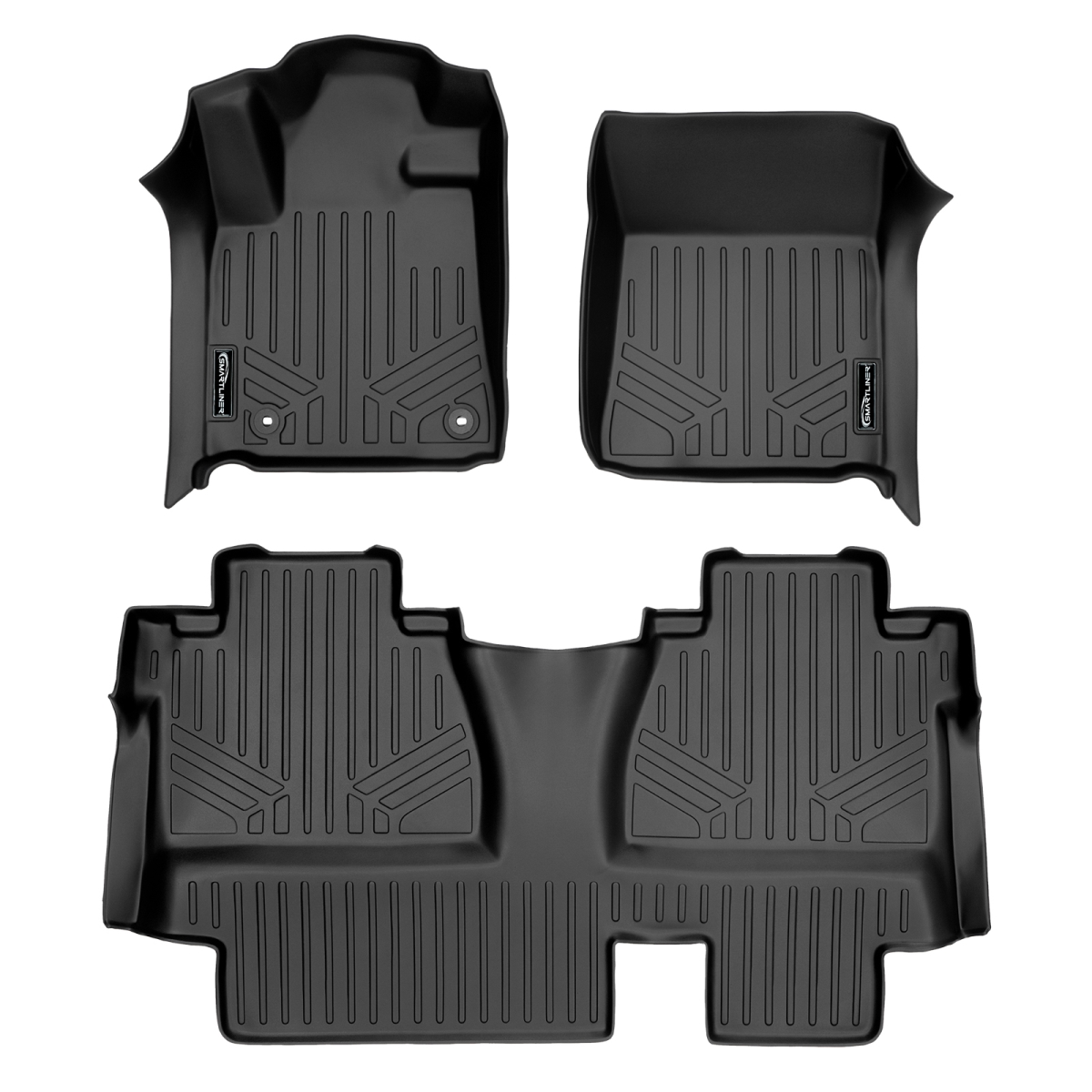 SA0108-B0197 Custom 2 Row Liner Set Double Cab with Coverage Under 2nd Row Seat Floor Mats for 2014-2021 Toyota Tundra, Black