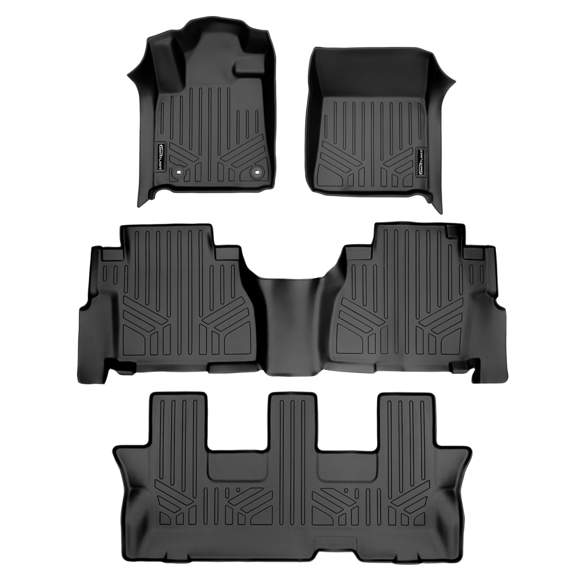 SA0108-B0272-C0272 Custom Fit 3 Row Floor Mats Liner Set with 2nd Row Bench Seat for 2012-2022 Toyota Sequoia, Black