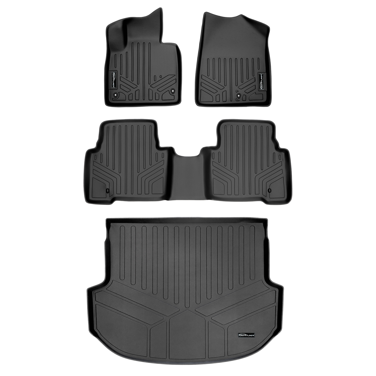 SA0114-B0114-D0114 Custom 2 Rows Behind Floor Mats & Cargo Liner Set - 5 Passenger Model for 2013-2018 Hyundai Santa Fe, Black