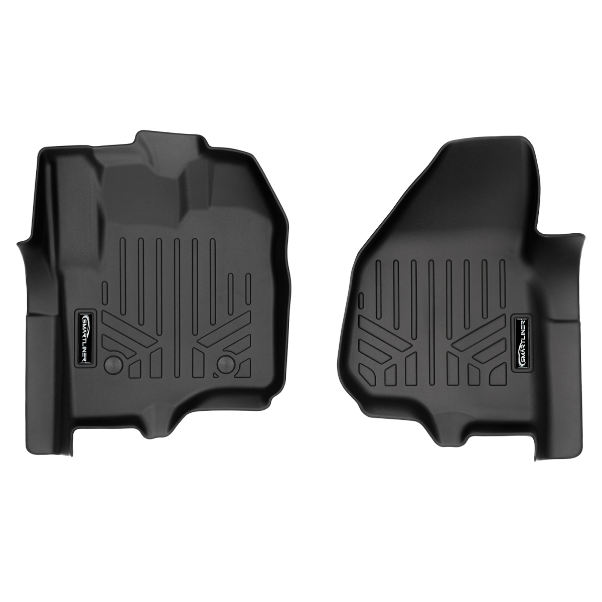 SA0116 1st Row Floor Mats Liner Set - Super Duty with Raised Drivers Side Pedal for 2012-2016 Ford F-250, Black