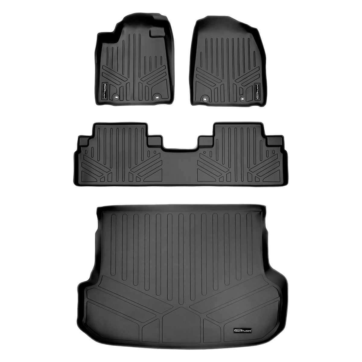SA0117-B0049-D0222 Custom Fit 2 Rows Floor Mats & Cargo Liner Set for 2013-2015 Lexus RX350, Black