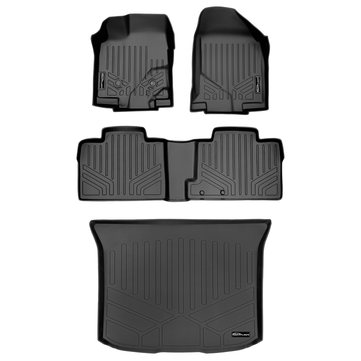 SA0118-B0035-D0047 Custom Fit 2 Rows Floor Mats & Cargo Liner Set for 2011-2014 Ford Edge, Black