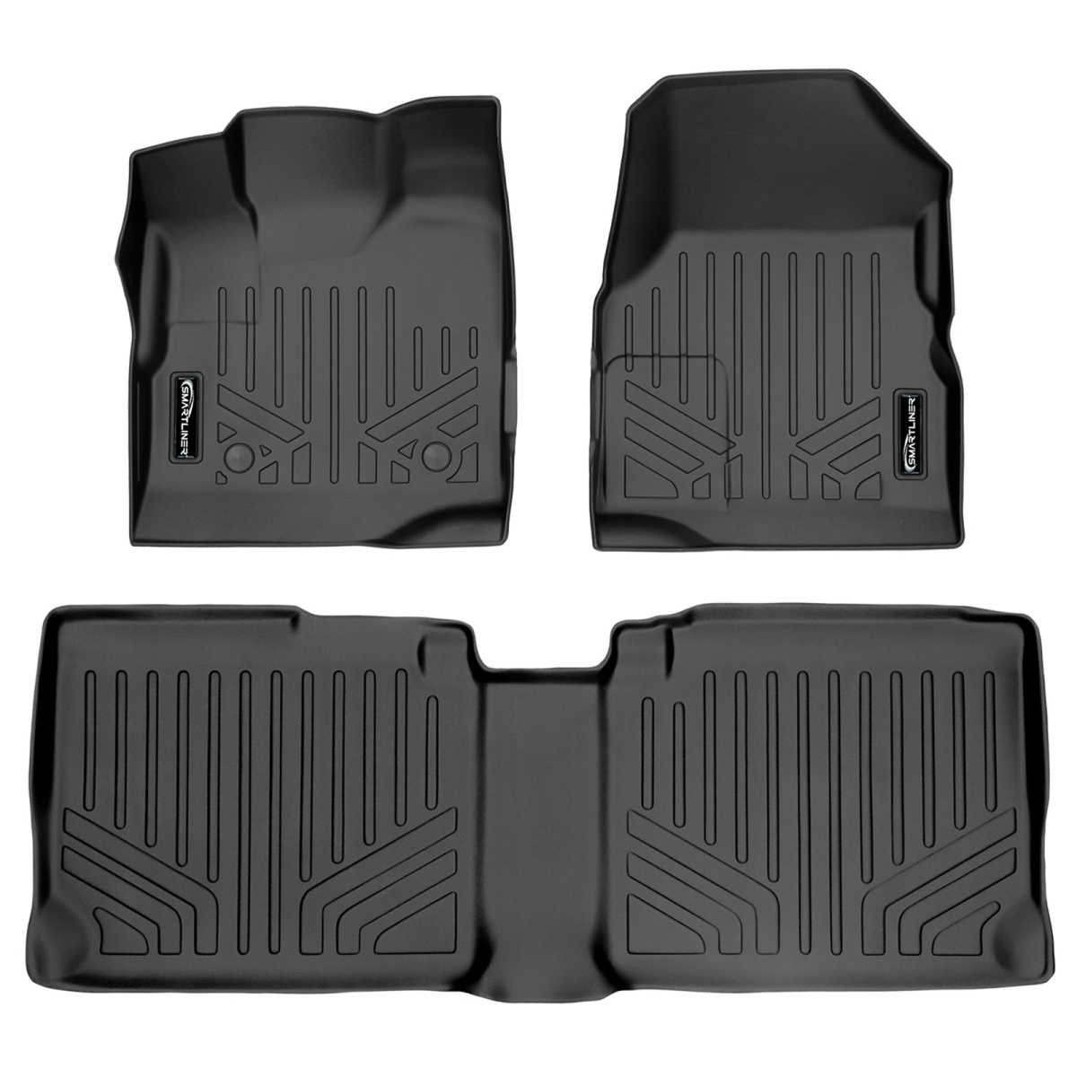 SA0119-B0070 Custom Fit 2 Row Floor Mats Liner Set with Dual Front Floor Posts for 2011-2017 Chevy Equinox, Black