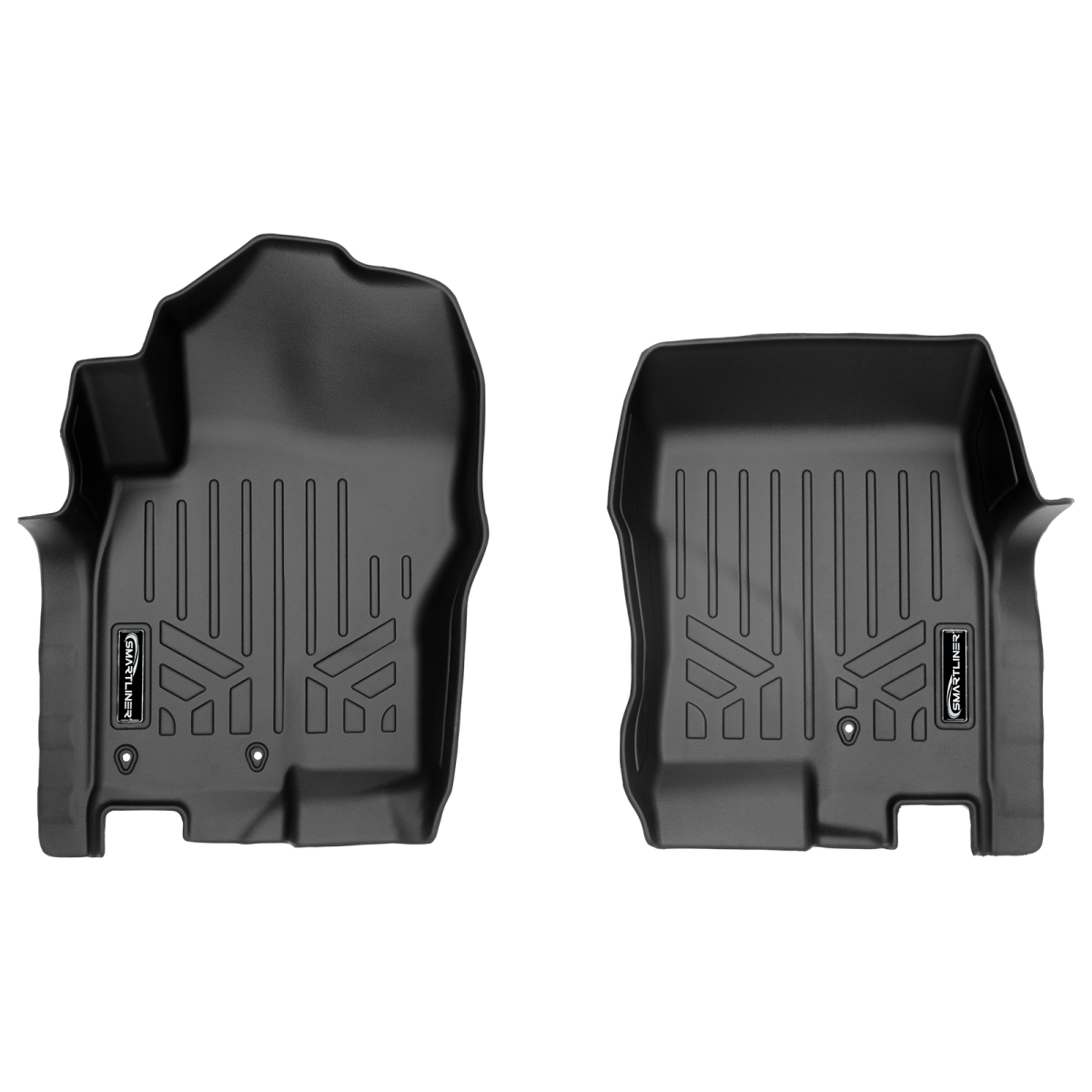 SA0121 Custom Fit 1st Row Floor Mats Liner Set with Dual Drivers Side Floor Posts for 2008-2021 Nissan Frontier, Black