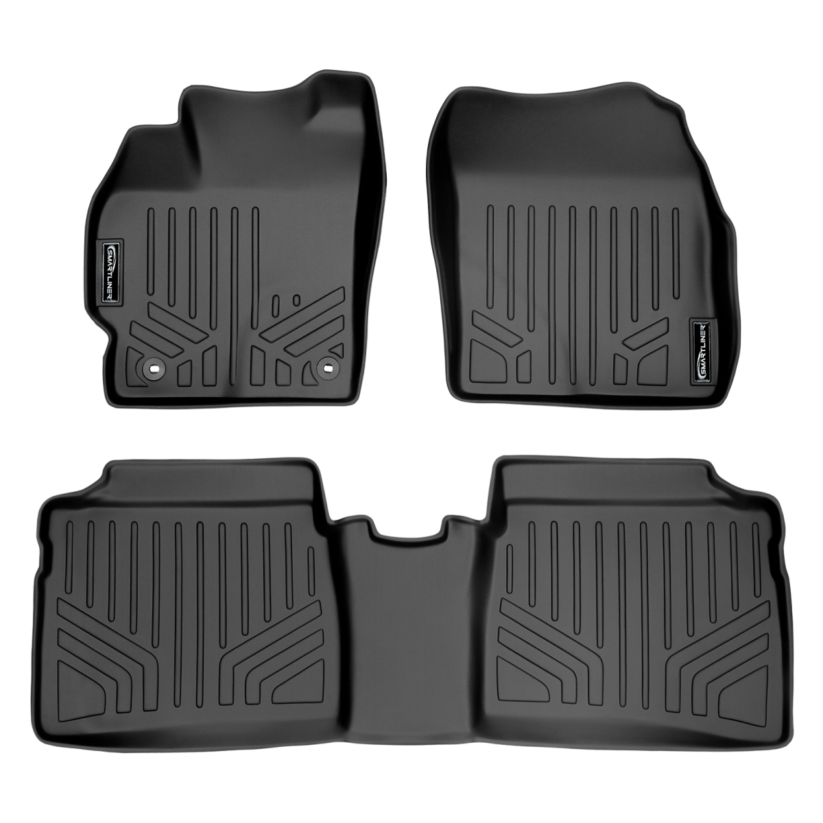 SA0123-B0123 Custom Fit 2 Row Floor Mats Liner Set for 2012-2015 Toyota Prius, Black