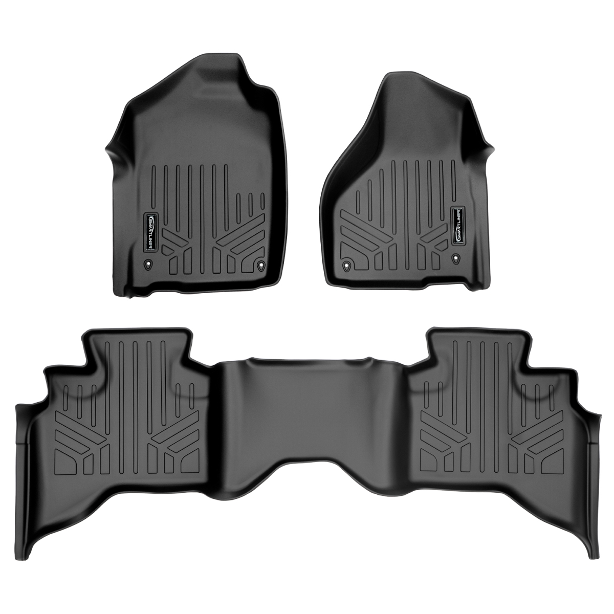 SA0126-B0048 Custom Fit 2 Row Floor Mats Liner Set for 2012-2022 RAM 1500 - Quad Cab, Black