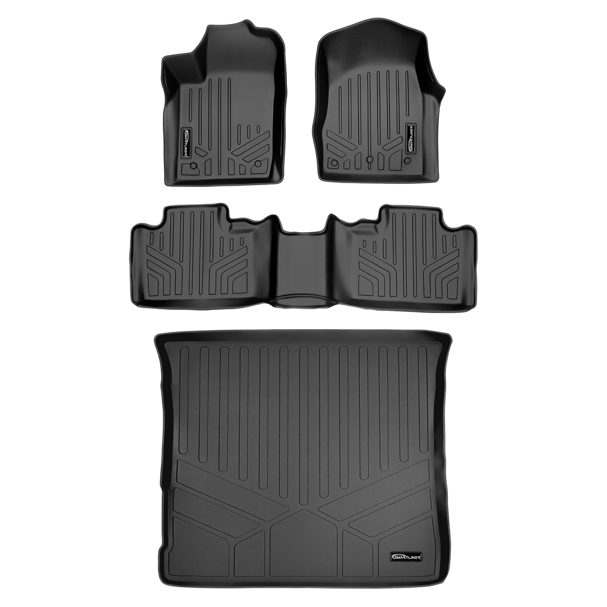 SA0127-B0071-D0071 2 Rows Floor Mats & Cargo Liner Set without Center Console for 2013-2016 Jeep Grand Cherokee, Black
