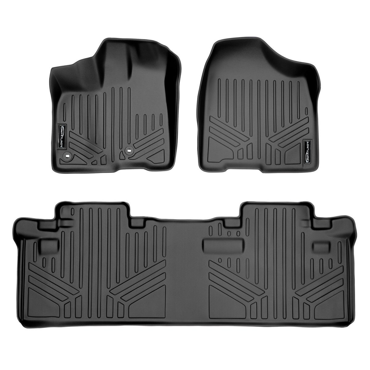 SA0128-B0083 Custom Fit 2 Row Floor Mats Liner Set - 8 Passenger Model for 2013-2020 Toyota Sienna, Black