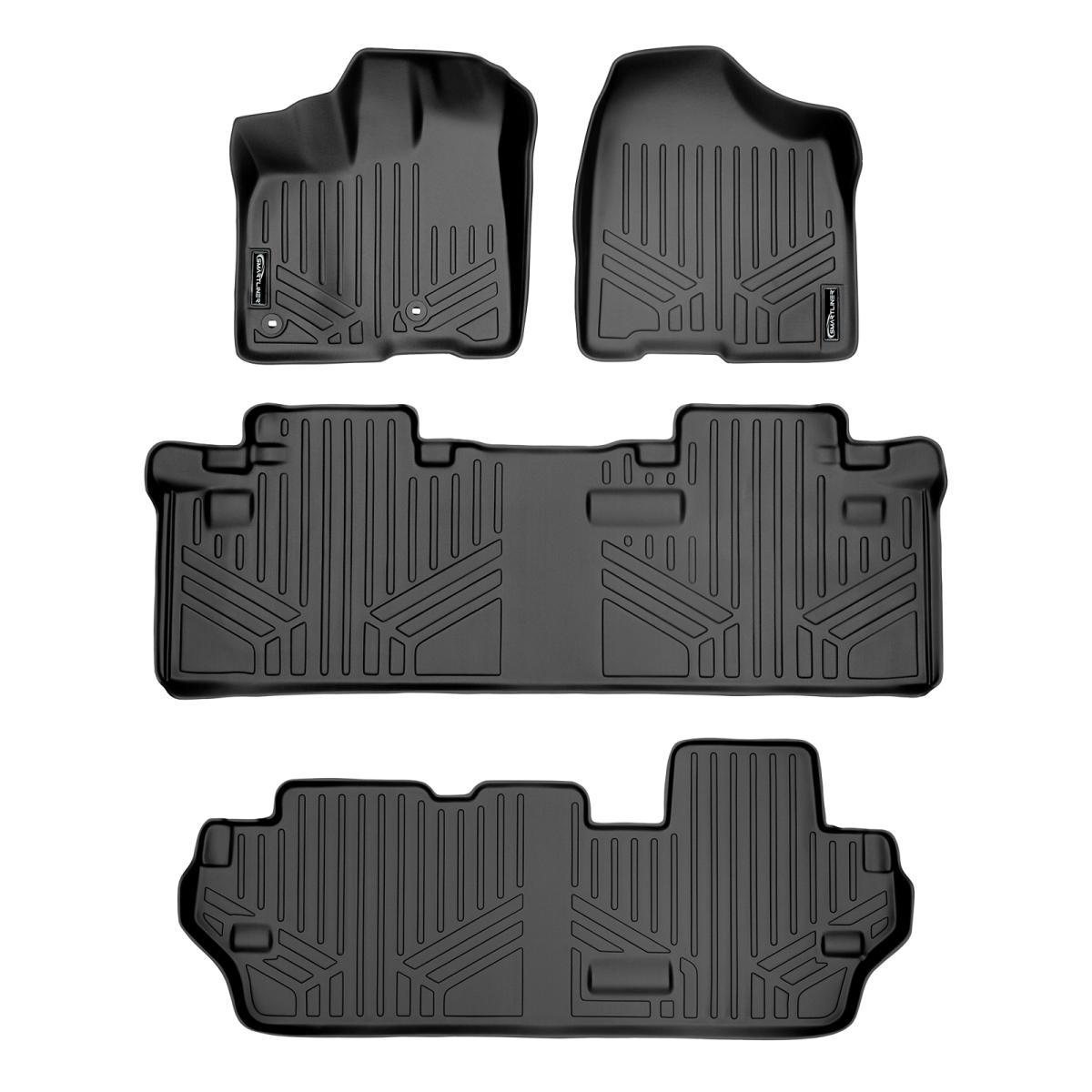 SA0128-B0083-C0083 Custom Fit 3 Row Floor Mats Liner Set - 8 Passenger Model for 2013-2020 Toyota Sienna, Black