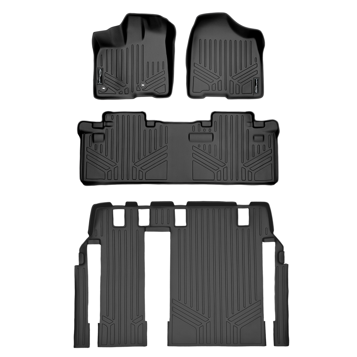SA0128-B0083-C0229 Custom Fit 3 Row Floor Mats Liner Set - 8 Passenger Model for 2013-2020 Toyota Sienna, Black