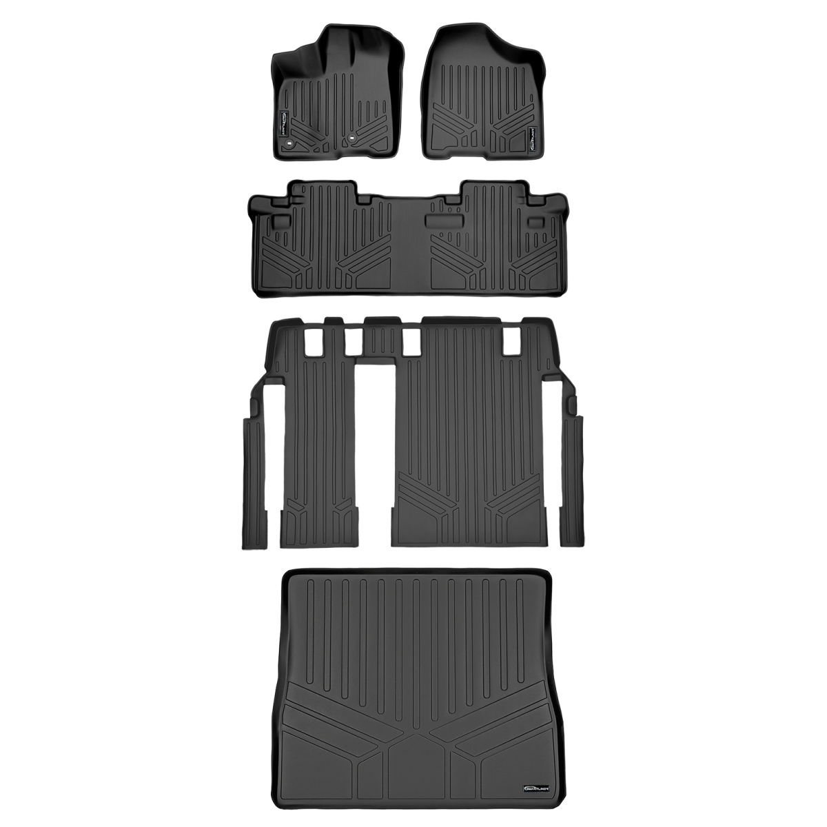 SA0128-B0083-C0229-D0083 Custom 3 Rows Behind 2nd Row Floor Mats & Cargo Liner Set - 8 Passenger Model for 2013-2020 Toyota Sienna, Black