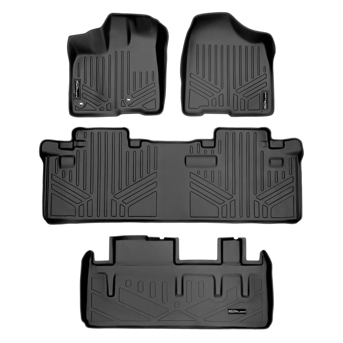 SA0128-B0083-D0128 Custom 2 Rows Behind 3rd Row Floor Mats & Cargo Liner Set - 8 Passenger Model for 2013-2020 Toyota Sienna, Black