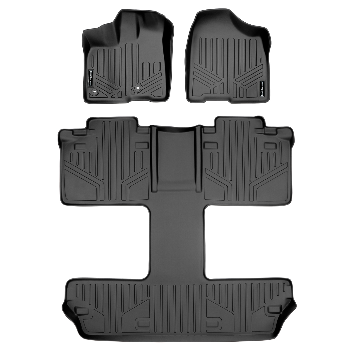 SA0128-B0128 Custom Fit 3 Row Floor Mats Liner Set - 7 Passenger Model for 2013-2020 Toyota Sienna, Black