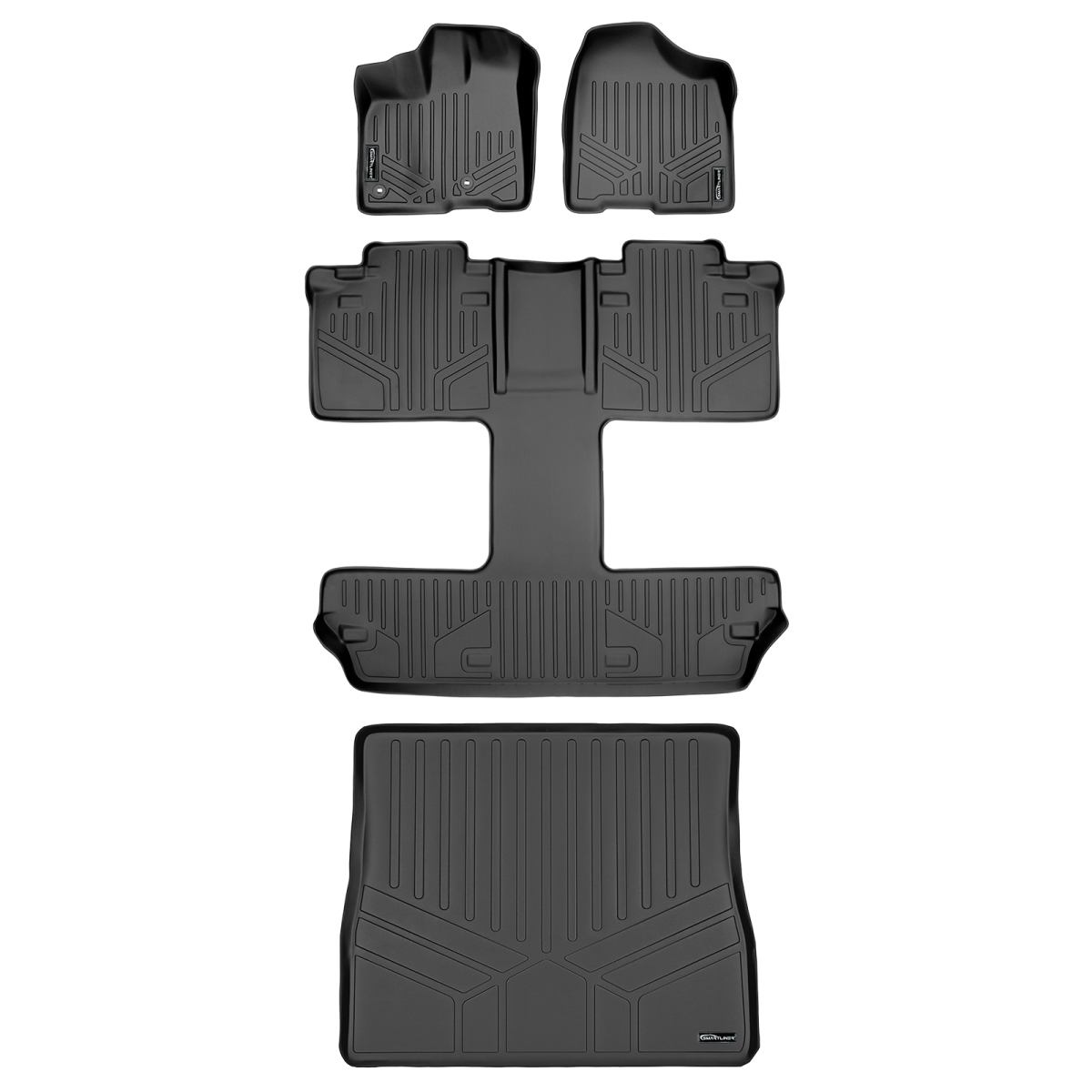 SA0128-B0128-D0083 Custom 3 Rows Behind 2nd Row Floor Mats & Cargo Liner Set - 7 Passenger Model for 2013-2020 Toyota Sienna, Black