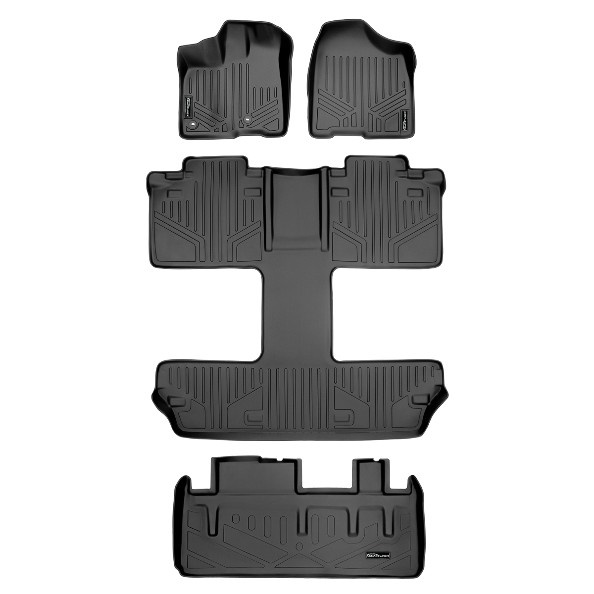 SA0128-B0128-D0128 Custom 3 Rows Behind Floor Mats & Cargo Liner Set - 7 Passenger Model for 2013-2020 Toyota Sienna, Black