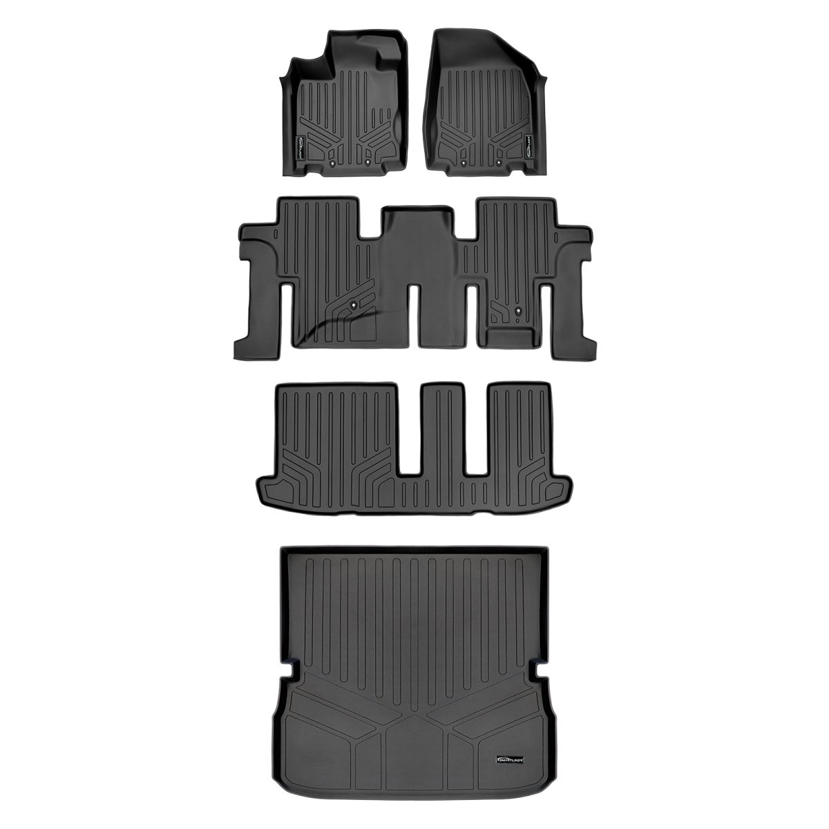 SA0131-B0131-C0131-D0131 3 Rows Behind 2nd Row Floor Mats & Cargo Liner Set for 2013-2020 Nissan Pathfinder, Black