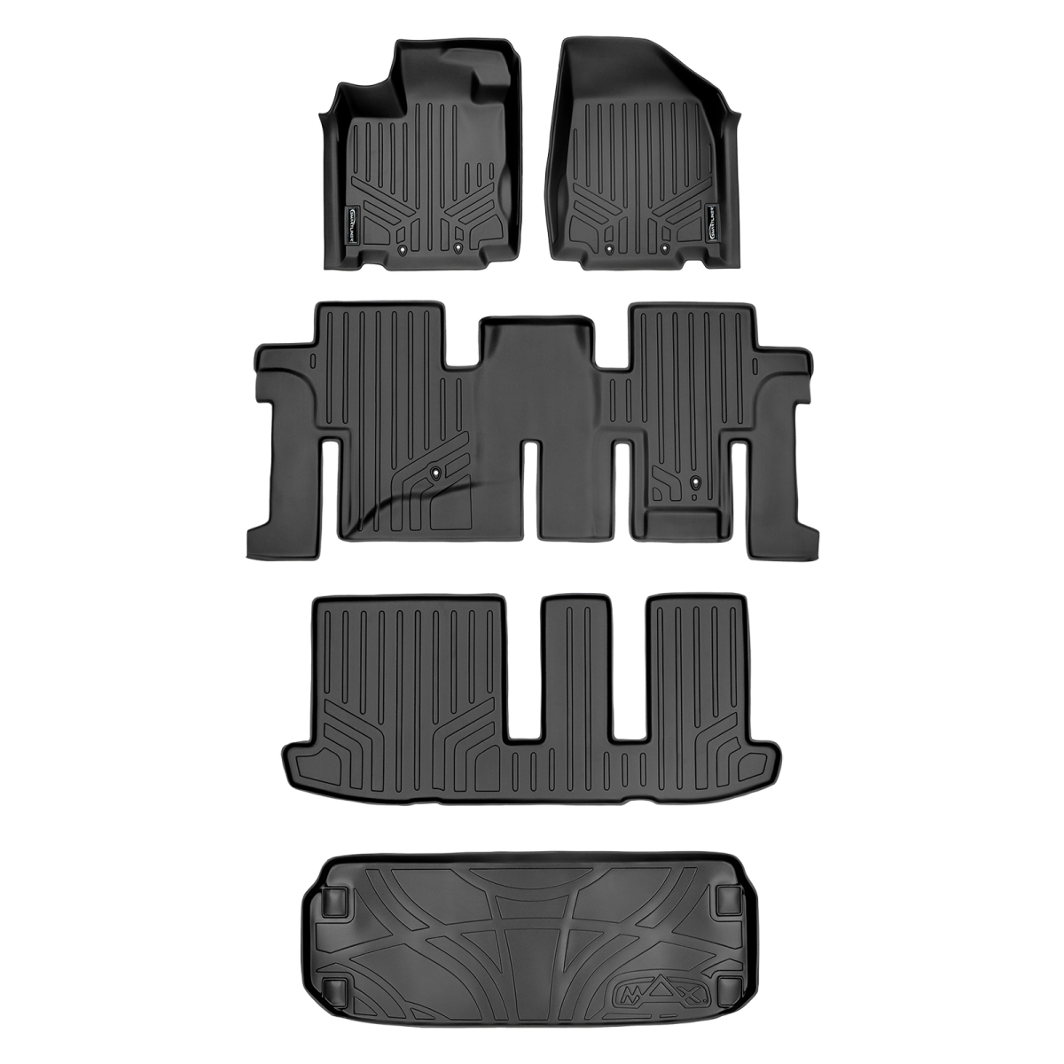 SA0131-B0131-C0131-E0131 3 Rows Behind Floor Mats & Cargo Liner Set for 2013-2020 Nissan Pathfinder, Black