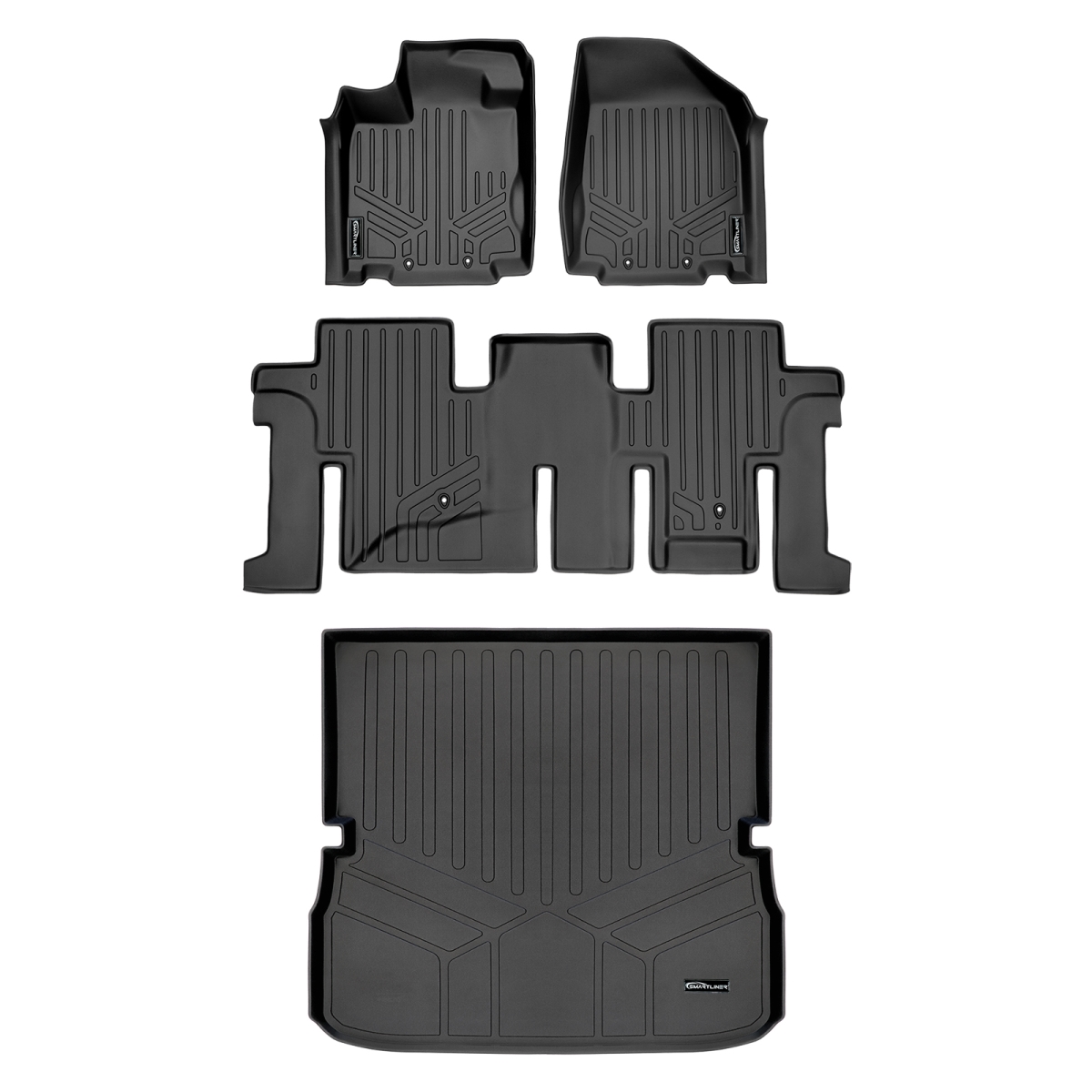 SA0131-B0131-D0131 2 Rows Behind Floor Mats & Cargo Liner Set for 2013-2020 Nissan Pathfinder, Black