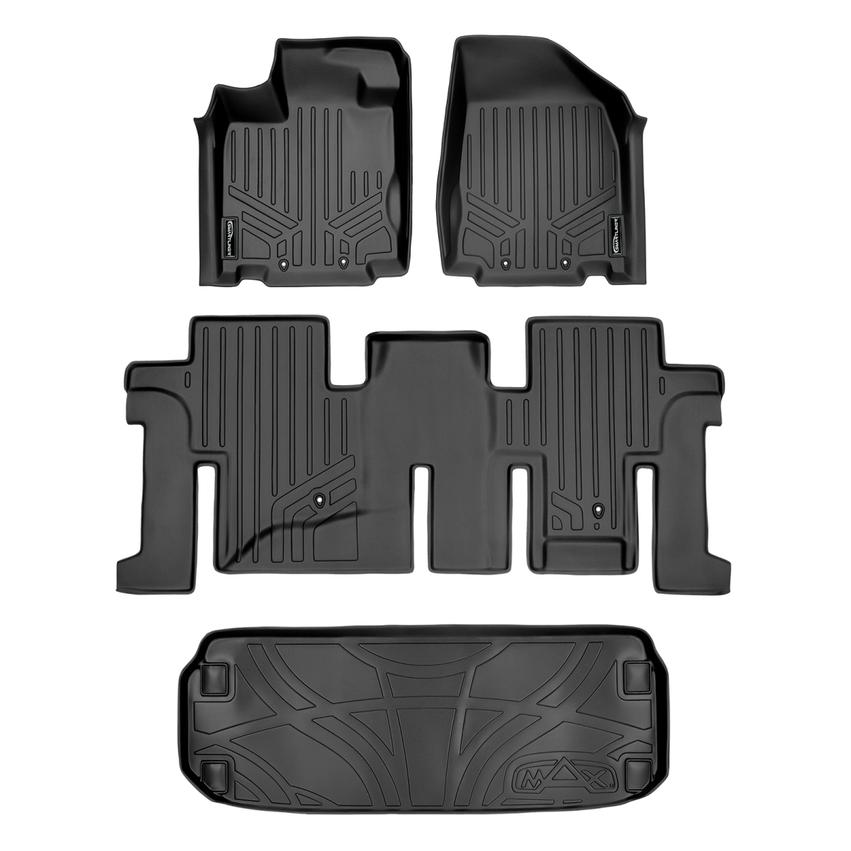 SA0131-B0131-E0131 2 Rows Behind 3rd Row Floor Mats & Cargo Liner Set for 2013-2020 Nissan Pathfinder, Black