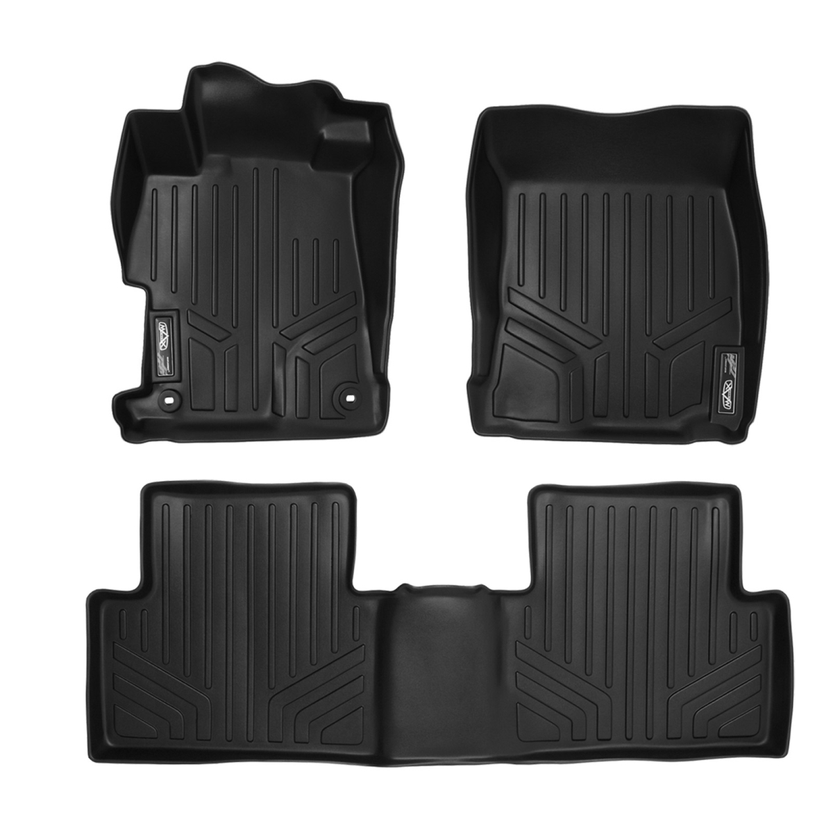 SA0137-B0137 Custom Fit 2 Row Liner Set Floor Mats for 2012-2015 Honda Civic - Black