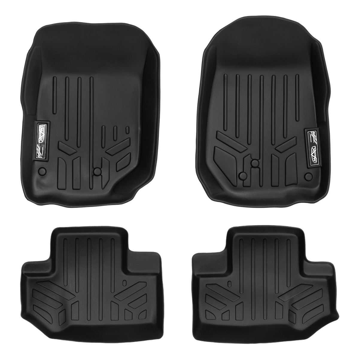 SA0139-B0236 2 Row Liner Custom Fit Floor Mats Set for 2011-2013 Jeep Wrangler 2-Door Models Only, Black