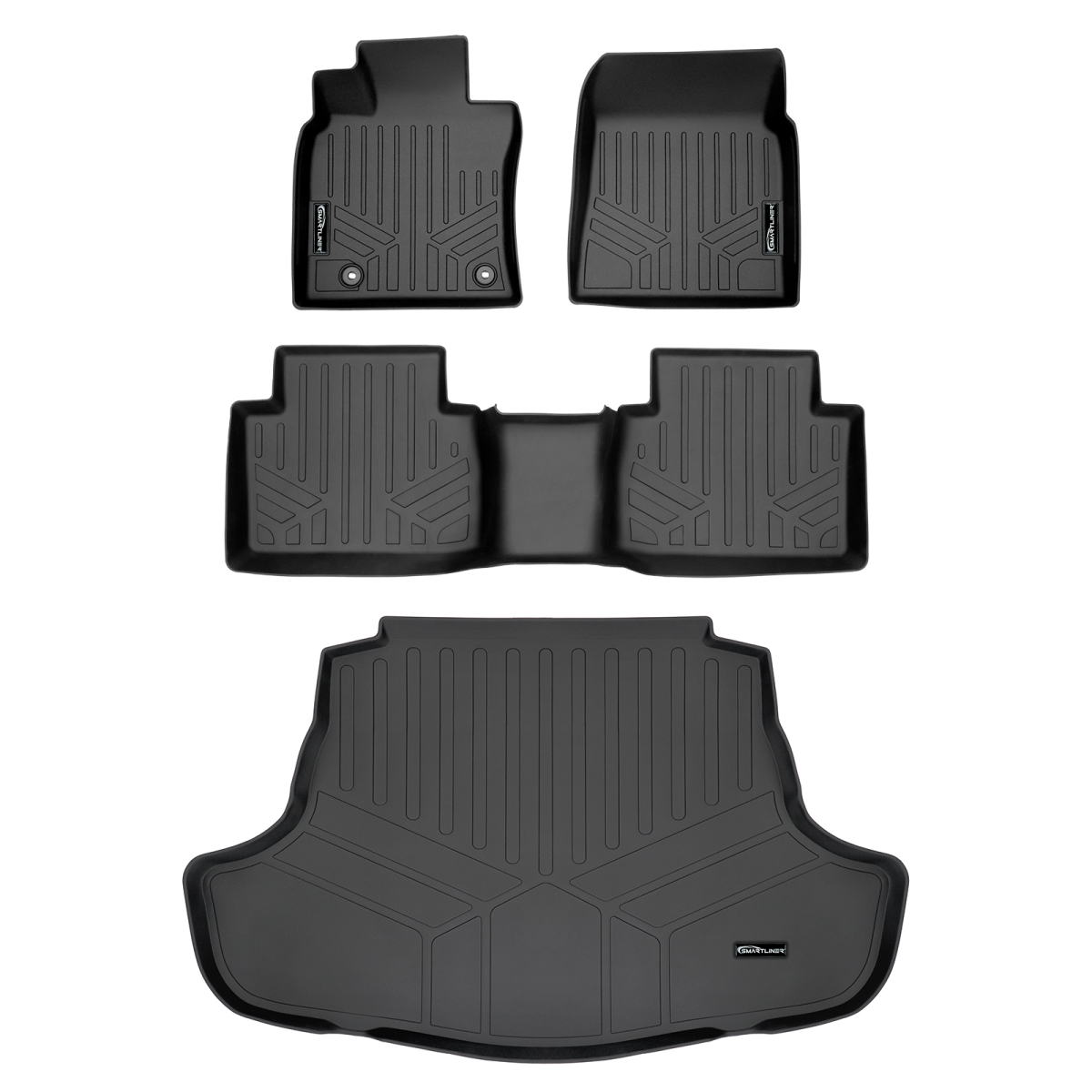 SA0330-B0449-D0330 Custom Fit 2 Rows Floor Mats & Cargo Liner Set for 2018-2022 Toyota Camry - Hybrid Models Only, Black