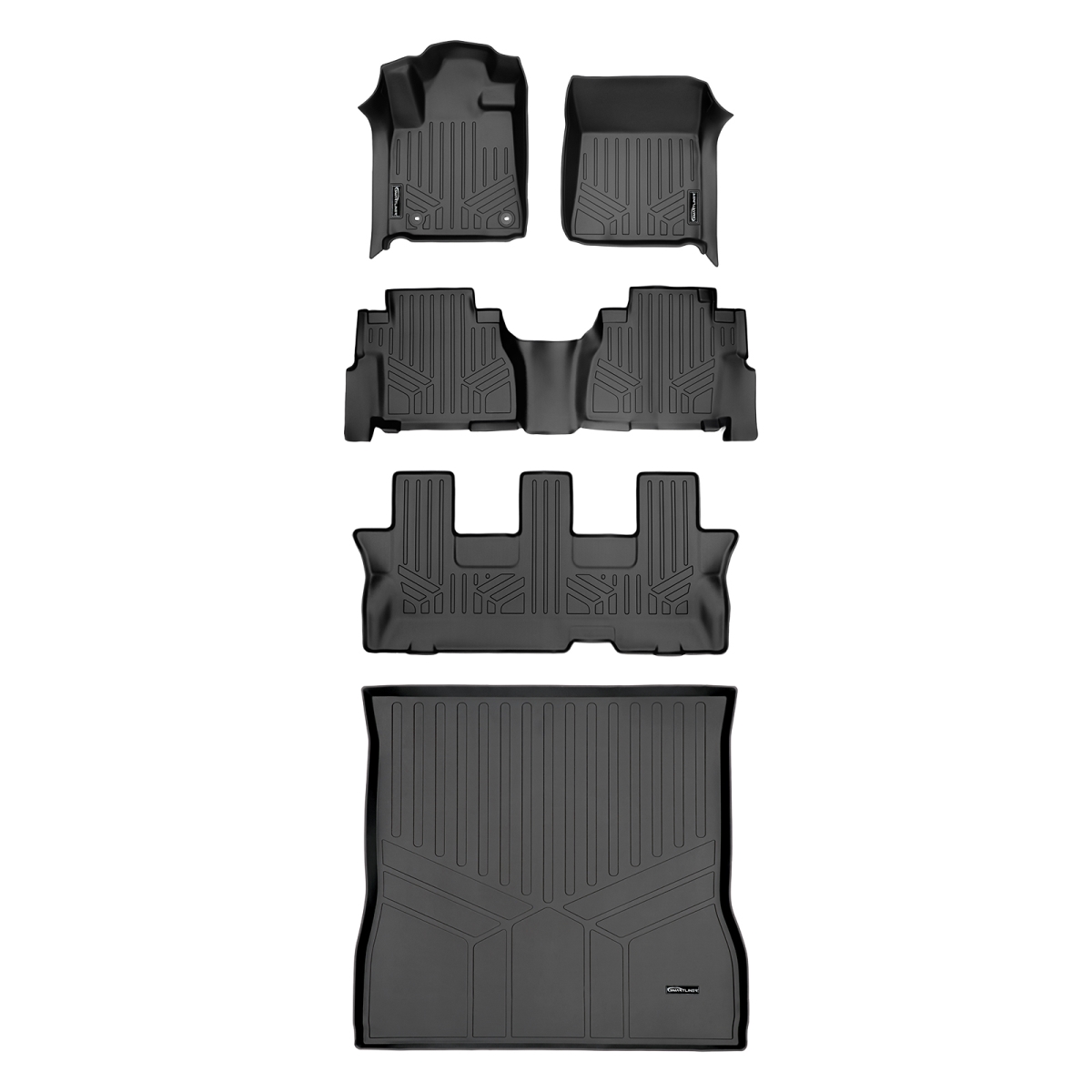SA0108-B0272-C0272-D0272 Custom Fit Behind 2nd Row Floor Mats & Cargo Liner Set with Bench Seat for 2012-2019 Toyota Sequoia, Black